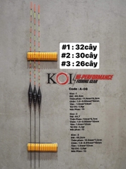 Phao Carbon mã A08  số 1: 1.9g  số 2: 2.3g  số 3: 2.6g