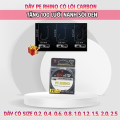 [Combo Dây PE + LƯỠI] Dây PE Rhino Lõi Carbon Chống Xoắn + 100 Lưỡi Nanh Sói Đen (có số 8, 9)