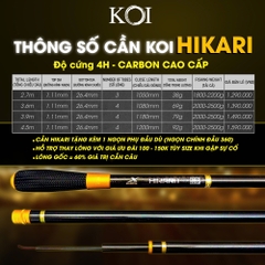 Cần KOI Hikari 4H Carbon Cao Cấp - Cần Nhẹ Nhàng - Thiết Kế Tinh Tế Cổ Điển | Có Size 2m7 - 3m6 - 3m9 - 4m5