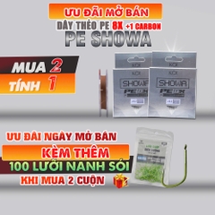 [MUA 1 NHẬN ƯU ĐÃI - MUA 2 CUỘN NHẬN 100 LƯỠI NANH SÓI] Dây PE Lõi Carbon Showa 8X + 1, Dây Nhỏ Tải Cao, Chống Rối