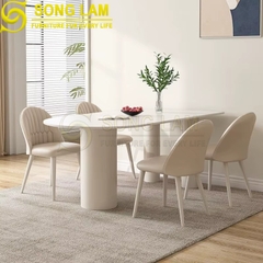 Bàn Ăn Pillar White Silk DT32