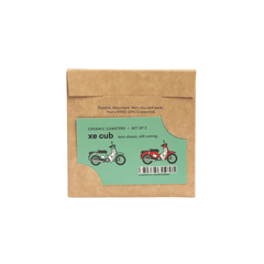 Lót ly gốm "Set 2 - Xe Cub" [Đỏ - Xanh]