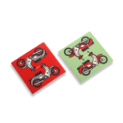 Lót ly gốm "Set 2 - Xe Cub" [Đỏ - Xám]