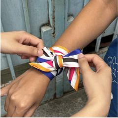 Khăn lụa LÔCÔ Ver.2 "Black Pink Stripes"