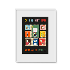 Tranh kỹ thuật số A2 A3 A4 "Cà Phê Stamps"