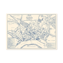 Tranh Riso A3 "Sài Gòn Map Blue"