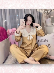 BỘ NGỦ LỤA PYJAMA TAY DÀI TIỂU THƯ CAO CẤP