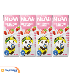 Sữa Tươi Lên Men Tiệt Trùng NUVI Vị Dâu 4x170ml