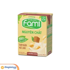 Sữa đậu nành Fami nguyên chất vị đường đen lốc 6 x 200ml - thùng 6 lốc