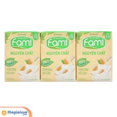 Sữa đậu nành Fami nguyên chất có đường lốc 6 hộp x 200ml - thùng 6 lốc