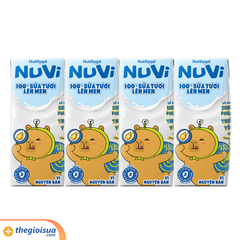 Sữa Tươi Lên Men Tiệt Trùng NUVI Vị Nguyên Bản 4x170ml
