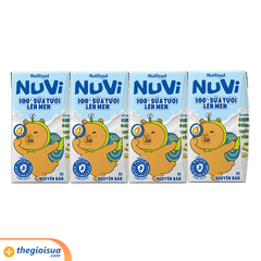 Sữa Tươi Lên Men Tiệt Trùng NUVI Vị Nguyên Bản 4x100ml