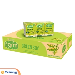 Sữa đậu nành Fami Green Soy không bổ sung đường hộp 180ml - lốc 6 hộp