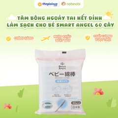 Tăm bông ngoáy tai kết dính làm sạch, kháng khuẩn cho bé Smart Angel 60 cây (Nội địa Nhật)