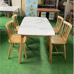 Bộ bàn ăn mặt giả vân đá + 4 ghế Song Tiện