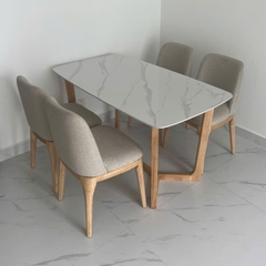 Bộ bàn Concorde mặt đá + 4 ghế Grace không tay