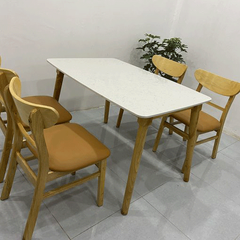 Bộ bàn ghế ăn mặt đá và 4 ghế Mango