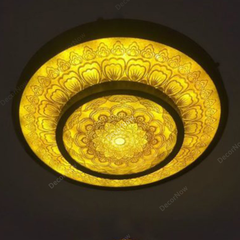 Đèn Trần Tranh Trúc Chỉ In Mandala Họa Tiết Lá Sen DecorNow TC341