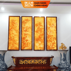 Tranh Trúc Chỉ Bộ Đối In Hoa Sen DECORNOW DCN-TC316