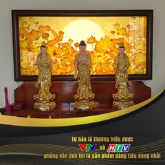 Tranh Hoằng Pháp Ngang Mây Trời Cung Trời Đao Lợi Xanh DecorNow HD888