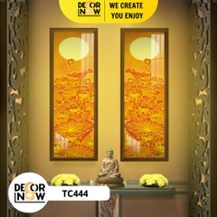 Tranh Trúc Chỉ Bộ Đối In Hoa Sen DECORNOW DCN-TC180