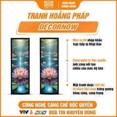 Tranh Hoằng Pháp Đối Bảo Liên Tịnh Thủy Sen Hồng Tia Chiếu DecorNow HD848