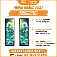Tranh Hoằng Pháp Đối Phật Thích Ca Mâu Ni Ngồi Thiền Sen Xanh DecorNow HD895