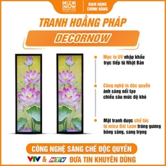 Tranh Hoằng Pháp Đối Hoa Sen Hồng Hiện Đại Nền Vàng DecorNow HD843