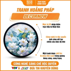Tranh Hoằng Pháp Tròn Hoa Sen Trắng Thuần Khiết An Lạc DecorNow HD898