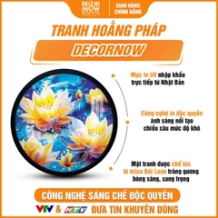 Tranh Hoằng Pháp Tròn Hoa Sen Vàng An Lạc Hạnh Phúc DecorNow HD871
