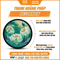 Tranh Hoằng Pháp Tròn Hoa Sen Xanh Kiên Trì Trí Tuệ DecorNow HD896
