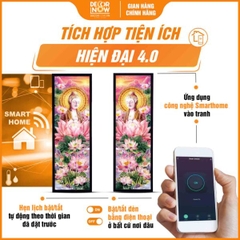 Tranh Hoằng Pháp Đối Phật A Di Đà Và Hoa Sen Hồng DecorNow HD872