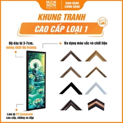Tranh Hoằng Pháp Đối Phật Thích Ca Mâu Ni Ngồi Thiền Sen Xanh DecorNow HD895