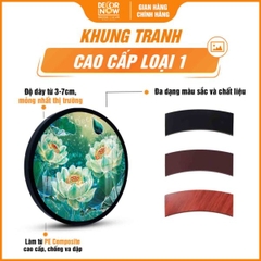 Tranh Hoằng Pháp Tròn Hoa Sen Xanh Kiên Trì Trí Tuệ DecorNow HD896