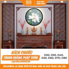 Tranh Hoằng Pháp Tròn Hoa Sen Trắng Tinh Khôi DecorNow HD847