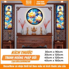 Tranh Hoằng Pháp Đối Phật Thích Ca Mâu Ni Hoa Sen Vàng DecorNow HD870