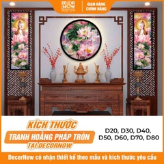 Tranh Hoằng Pháp Tròn Hoa Sen Hồng Thanh Khiết Bình An DecorNow HD873