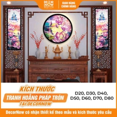 Tranh Hoằng Pháp Tròn Hoa Sen Hồng Thanh Tịnh Tĩnh Tại DecorNow HD904