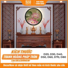 Tranh Hoằng Pháp Tròn Sen Hồng Hiện Đại Nền Xanh DecorNow HD842