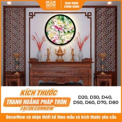 Tranh Hoằng Pháp Tròn Hoa Sen Hồng Pha Lê DecorNow HD858