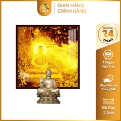 Tranh Trúc Chỉ In Vuông Hình Phật Quan Âm Họa Tiết Sen Trời DECORNOW DCN-TC154
