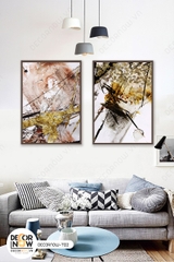 Tranh Treo Tường Canvas Đôi Sơn Dầu Vàng - DECORNOW T122