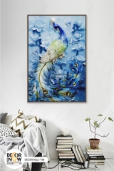 Tranh Treo Tường Canvas Con Công Xanh Dương - DECORNOW T48