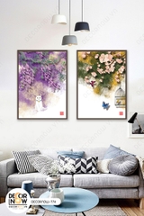 Tranh Treo Tường Canvas Mèo và Lồng Chim - DECORNOW T74