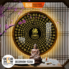 Tranh Đèn Hào Quang Bát Nhã Tâm Kinh Chữ Vàng Nền Đen DecorNow TC358