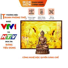 Tranh Trúc Chỉ Ngang In Hoa Sen + Chim Hạt DECORNOW DCN-TC118