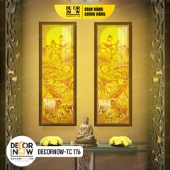 Tranh Trúc Chỉ Bộ Đối In Hoa Sen DECORNOW DCN-TC176