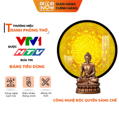 Tranh Trúc Chỉ In, Đèn Hào Quang Om Mani Padme Hum DECORNOW DCN-TC185