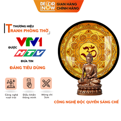 Tranh Trúc Chỉ In, Đèn Hào Quang Om Mani Padme Hum DECORNOW DCN-TC226