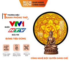 Tranh Trúc Chỉ In, Đèn Hào Quang Om Mani Padme Hum DECORNOW DCN-TC27